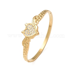 Halloween 304 Stainless Steel Crystal Rhinestone Heart Bat Open Hinged Bangles for Women&nbsp;SA-CBA7A40-06G