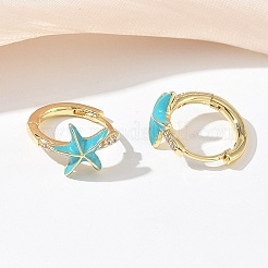 Brass Micro Pave Cubic Zirconia Hoop Earrings for Women&nbsp;EJEW-A167-23G-02