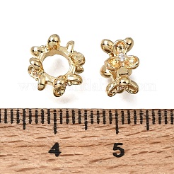 Brass Micro Pave Clear Cubic Zirconia European Beads&nbsp;KK-D110-03G