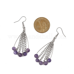 Teardrop Natural Amethyst Dangle Earrings&nbsp;EJEW-JE06762