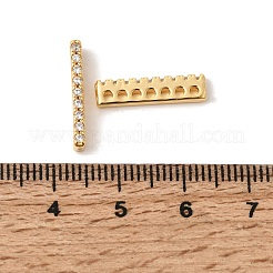 Brass Micro Pave Clear Cubic Zirconia Spacer Bars&nbsp;KK-Z149-03G