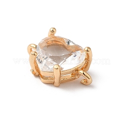 Brass Pave Glass Connector Charms&nbsp;KK-C062-051G-01