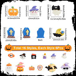 96Pcs 16 Styles Halloween Theme Opaque Resin Decoden Cabochons&nbsp;CRES-SC0002-90
