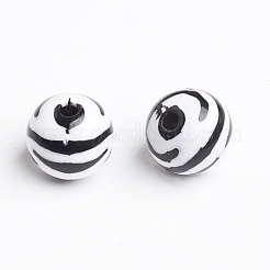 Chunky Bubblegum White and Black Acrylic Zebra Striped Style Heart Beads&nbsp;X-SACR-C020-42