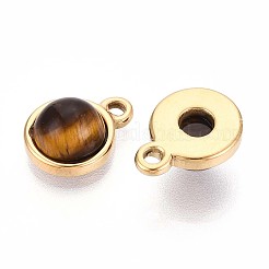 Natural Tiger Eye Half Round Charms&nbsp;STAS-N109-213E-G