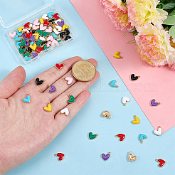 80Pcs 8 Colors Eco-Friendly Zinc Alloy Heart Charms&nbsp;FIND-PH0059-70-NR