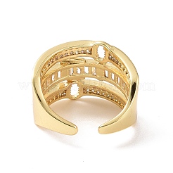 Cubic Zirconia Belt Buckle Shape Open Cuff Ring&nbsp;RJEW-P035-04G-01