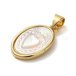 Rack Plating Brass Pave Shell Oval Pendants&nbsp;LS-KK-K345-06G