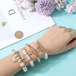 1Set Synthetic Quartz Crystal & Acrylic Imitation Gemstone Beaded Stretch Bracelets Set&nbsp;BJEW-SP0001-06