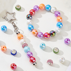 Opaque Acrylic Round & Rondelle Polymer Clay Rhinestone European Beads Findings Kits&nbsp;DIY-PA0001-21