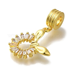 Rack Plating Brass Pave Clear Cubic Zirconia European Dangle Charms&nbsp;KK-H485-21P