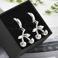Brass Cherry Hoop Earrings&nbsp;EJEW-R016-04G