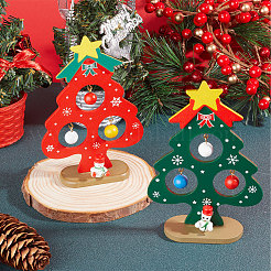 2 Sets 2 Colors Christmas Tree Wooden Display Decoration for Kids&nbsp;DJEW-GF0001-62