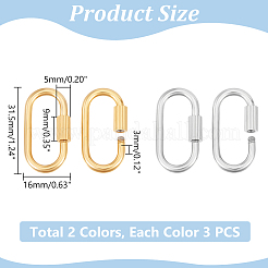 6Pcs 2 Colors 304 Stainless Steel Screw Carabiner Lock Charms&nbsp;STAS-UN0060-77