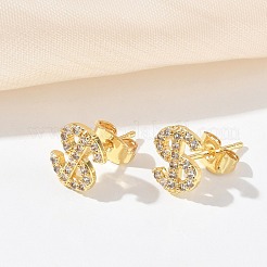 Brass & Crystal Rhinestone Stud Earrings for Women&nbsp;EJEW-G464-04G-01