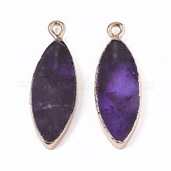Edge Golden Plated Natural Amethyst Pendants&nbsp;G-T131-06D