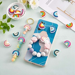 18Pcs 6 Colors Rainbow Silicone Focal Beads Bulk Rainbow Loose Spacer Beads Charm Color Silicone Beads Kit for DIY Necklace Bracelet Earrings Keychain Craft Jewelry Making&nbsp;JX322A