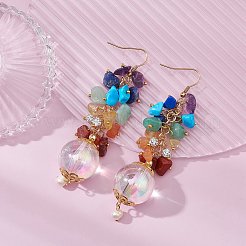 Chakra Natural Gemstone Chip Dangle Earrings&nbsp;EJEW-JE05293