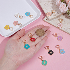 12Pcs Alloy Enamel Flower Stethoscope Pendant Decorations&nbsp;HJEW-OC00205