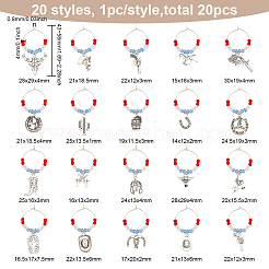 20Pcs 20 Style Cowboy Theme Alloy Wine Glass Charms with Glass Beads&nbsp;AJEW-BC0003-77