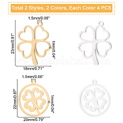 16Pcs 2 Style 201 Stainless Steel Hollow Pendants&nbsp;STAS-DC0001-01