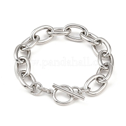 304 Stainless Steel Cable Chain Bracelets for Women&nbsp;BJEW-C129-08B-P