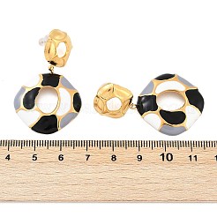 304 Stainless Steel Enamel Dangle Stud Earrings for Women&nbsp;EJEW-F353-01G-02
