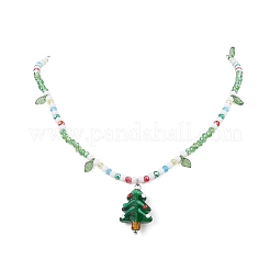 Acrylic Christmas Tree Pendant Necklace&nbsp;NJEW-TA00076