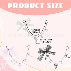 Polyester Lace Trim Bowknot & Alloy Charm Bag Decorativer Chains&nbsp;HJEW-YW00478-01
