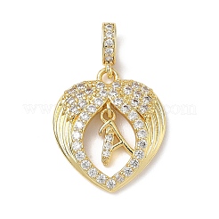Brass Micro Pave Clear Cubic Zirconia Pendants&nbsp;KK-L253-16G