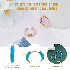 Ion Plating(IP) 9 Pairs 9 Colors Enamel Huggie Hoop Earrings&nbsp;EJEW-DC0001-30