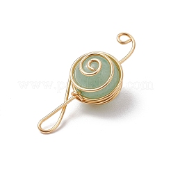4Pcs 4 Styles Natural Amethyst & Carnelian & Green Aventurine & Rose Quartz Round Copper Wire Wrapped Pendants&nbsp;PALLOY-TA00248-01