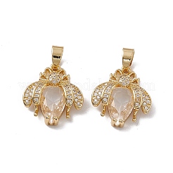 Rack Plating Brass Micro Pave Cubic Zirconia Pendants&nbsp;ZIRC-F130-01G