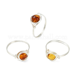 Natural Amber Finger Rings&nbsp;RJEW-JR01040