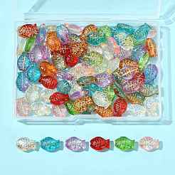 80Pcs 10 Colors Electroplate and Golden Metal Enlaced Glass Beads&nbsp;EGLA-FS0001-57