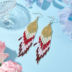 Bohemian Style TOHO Round Seed Tassel Dangle Earrings&nbsp;EJEW-MZ00153