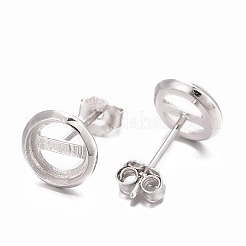 Anti-Tarnish Rhodium Plated 925 Sterling Silver Stud Earring Settings&nbsp;STER-F032-04P