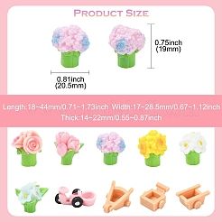 40Pcs 10 Styles Resin Flower & Cart Set Display Decorations&nbsp;DJEW-CJ0001-23
