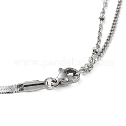 304 Stainless Steel with Plastic Bead Necklaces&nbsp;NJEW-Q335-02C-P