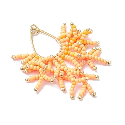 Glass Seed Beaded Imitation Coral Pendants&nbsp;PALLOY-MZ00938-04