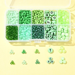 DIY Flat Round & Heart Acrylic & Glass Seed Beads Jewelry Making Findings Kits&nbsp;DIY-FS0006-43C