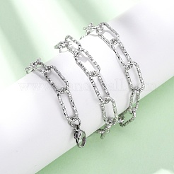 304 Stainless Steel Textured Paperclip Chain Necklaces for Women Men&nbsp;NJEW-A052-01P