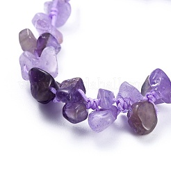 Adjustable Natural Amethyst Chip Beads Braided Bead Bracelets&nbsp;BJEW-JB04392-02