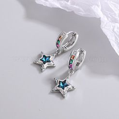 Brass & Cubic Zirconia Hoop Dangle Earrings&nbsp;WG36A3A-01
