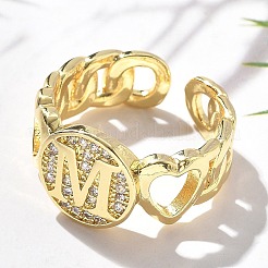 Brass Micro Pave Clear Cubic Zirconia Open Cuff Rings for Women&nbsp;RJEW-K289-02G-M