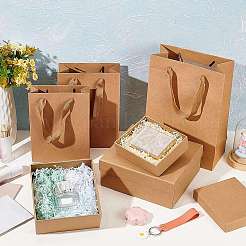 6Pcs 6 Style Rectangle Kraft Paper Bag with Handle&nbsp;CON-BC0002-39