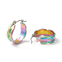 304 Stainless Steel Wide Chunky Hoop Earrings for Women Ion Plating(IP)&nbsp;EJEW-P197-04MC