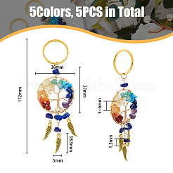 5Pcs 5 Style Gemstone Keychain&nbsp;KEYC-NB0001-68