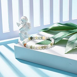 Natural Jadeite Round Beaded Stretch Bracelet&nbsp;BJEW-JB07572-01