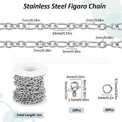 304 Stainless Steel Figaro Chains Chains&nbsp;FIND-SC0012-50C-P
